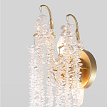 Бра с хрустальными прозрачными подвесками и круглым основанием золотого цвета FAIRYTREE Light варинант исполнения - 3 | Loft Concept в Рязани