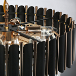 Люстра из черного металла с многоярусными подвесками из прозрачного хрусталя на золотой цепи Empire Black Chandelier Crystal варинант исполнения - 11 | Loft Concept в Рязани