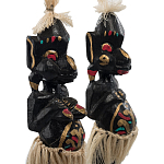 Комплект из 2-х деревянных статуэток Asmat Straw Headdress Statuettes Multicolor варинант исполнения - 5 | Loft Concept в Рязани