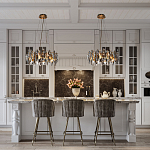 Люстра подвесная круглая с овальными подвесками из стекла дымчатого цвета Harlow Crystal Round варинант исполнения - 6 | Loft Concept в Рязани