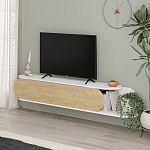 ТВ-тумба подвесная белая с полкой и откидной дверцей цвета древесины TONE TV STAND WHITE варинант исполнения - 2 | Loft Concept в Рязани