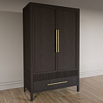 Шкаф платяной Primo с выдвижными ящиками шпон Темный орех варинант исполнения - 3 | Loft Concept в Рязани