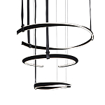 Люстра подвесная с 3-мя кольцами из кожаных ремней черного цвета Half Ring Horizontal  варинант исполнения - 1 | Loft Concept в Рязани