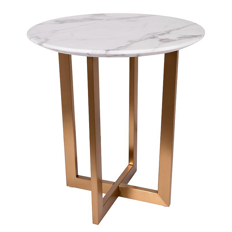Столик журнальный круглый с белый столешницей Marsali Coffee Table Белый Золотой Столик журнальный круглый с белый столешницей Marsali Coffee Table Белый Золотой в Рязани | Loft Concept