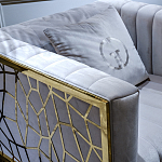 Кресло велюровое серое с фактурным каркасом золотистого цвета Best Traits варинант исполнения - 3 | Loft Concept в Рязани