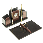 Настольный письменный набор из лемезита и змеевика с часами Royal Accessory варинант исполнения - 2 | Loft Concept в Рязани