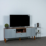 ТВ-тумба серая из массива бука с 2-мя дверками и ящиком Wenge Light варинант исполнения - 7 | Loft Concept в Рязани