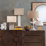 Настольная лампа с белым каркасом и тканевым абажуром Natural Stems варинант исполнения - 4 | Loft Concept в Рязани