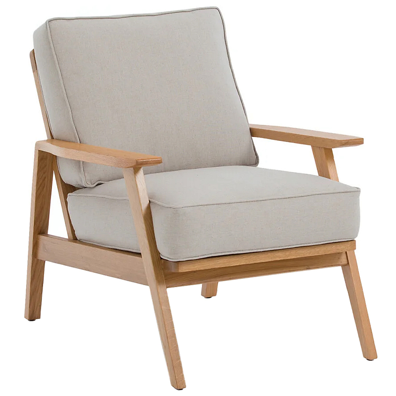 Кресло с каркасом из массива дуба Deniaud Oak Beige Armchair Бежевый Древесина Кресло с каркасом из массива дуба Deniaud Oak Beige Armchair Бежевый Древесина в Рязани | Loft Concept