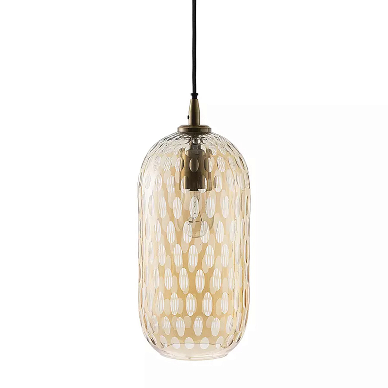 Подвесной светильник с плафоном из затемненного стекла с рельефным узором Glass lampshade with Relief Pattern Янтарный Подвесной светильник с плафоном из затемненного стекла с рельефным узором Glass lampshade with Relief Pattern Янтарный в Рязани | Loft Concept
