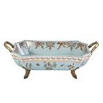 Блюдо прямоугольное из голубого фарфора с ручками и рисунком птиц и цветов Blue Garden варинант исполнения - 1 | Loft Concept в Рязани