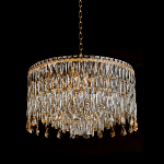 Люстра круглая с хрустальными подвесками на золотистом каркасе Roul Crystal Light варинант исполнения - 4 | Loft Concept в Рязани