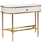 Консоль с ящиком белая с золотом Textured White Console with Gold варинант исполнения - 1 | Loft Concept в Рязани