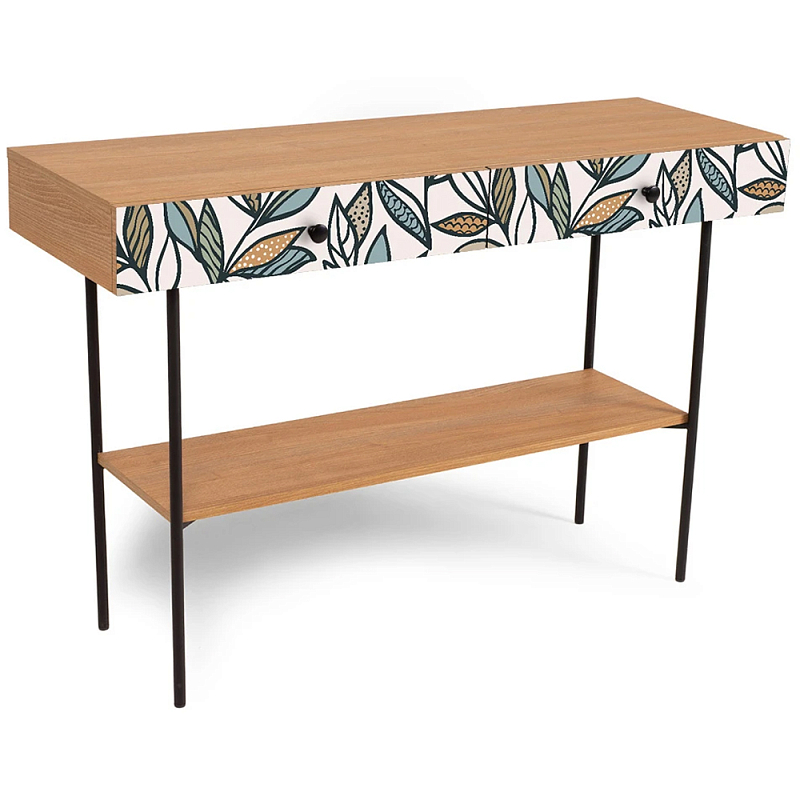 Консоль с принтом на ящиках Elise Console Table Древесина Мульти Черный Консоль с принтом на ящиках Elise Console Table Древесина Мульти Черный в Рязани | Loft Concept