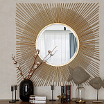 Зеркало-солнце круглое с золотыми лучам Sunrise варинант исполнения - 2 | Loft Concept в Рязани