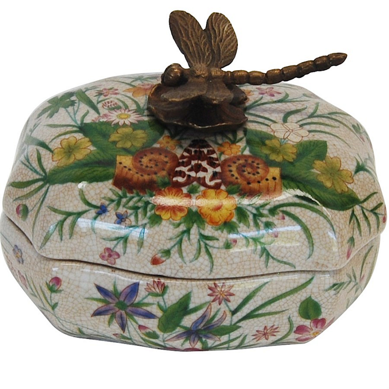 Шкатулка Dragonfly on Flowers Мульти Бронза Шкатулка Dragonfly on Flowers Мульти Бронза в Рязани | Loft Concept