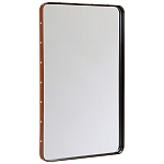 Зеркало прямоугольное в металлической раме с кожаной отделкой Loft in Reflection варинант исполнения - 2 | Loft Concept в Рязани