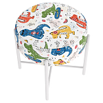 Пуф детский круглый с принтом на 4-х белых ножках Dinosaurs CHILDHOOD варинант исполнения - 3 | Loft Concept в Рязани