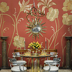 Обои с вышивкой ручной работы Deco Flowers Original colourway on wool sateen варинант исполнения - 1 | Loft Concept в Рязани