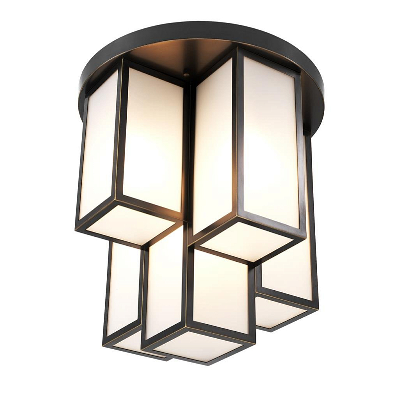Потолочный светильник Eichholtz Ceiling Lamp Axel Bronze Темная бронза Белый Потолочный светильник Eichholtz Ceiling Lamp Axel Bronze Темная бронза Белый в Рязани | Loft Concept