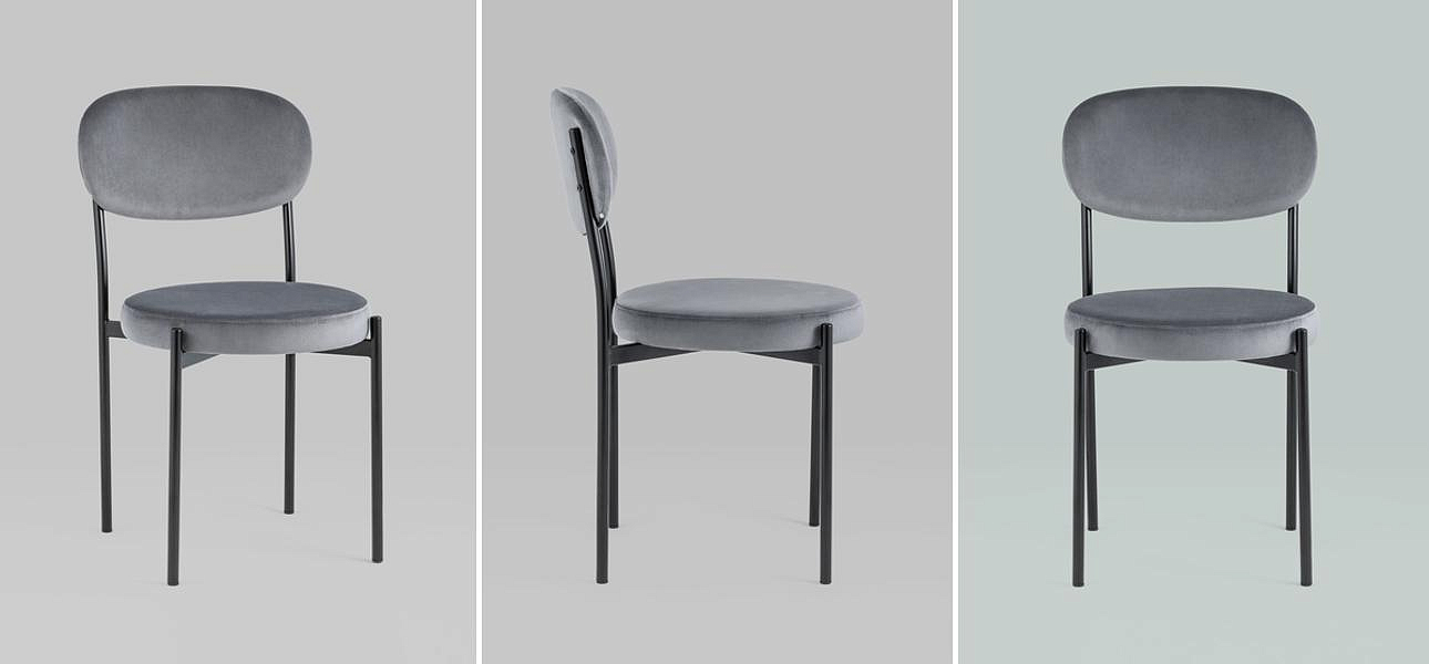 Стул Alfie Chair Серый Велюр Стул Alfie Chair Серый Велюр - Loft-Concept в Рязани