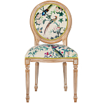 Стул из массива бука бежевый с изображением птиц и цветов Beige Green Chinoiserie Rose Garden Chair варинант исполнения - 1 | Loft Concept в Рязани