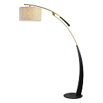 Торшер с изогнутой черной металлической ножкой и цилиндрическим абажуром из ткани Arched Metal Base  варинант исполнения - 1 | Loft Concept в Рязани