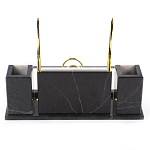 Настольный письменный набор из белого мрамора с часами Marble Accessory варинант исполнения - 3 | Loft Concept в Рязани