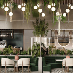 Люстра на штанге с 4-мя белыми шарообразными плафонами Bubble Chandelier варинант исполнения - 4 | Loft Concept в Рязани