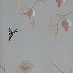 Обои ручная роспись Summer Night Blossom Colourway SC-122 on Wood Ash slub silk варинант исполнения - 1 | Loft Concept в Рязани