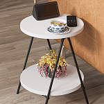 Стол приставной с 2-мя круглыми белыми столешницами ESSEL SIDE TABLE WHITE варинант исполнения - 9 | Loft Concept в Рязани