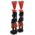 Комплект из 2-х деревянных статуэток Asmat Red Straw Headdress Statuettes варинант исполнения - 2 | Loft Concept в Рязани