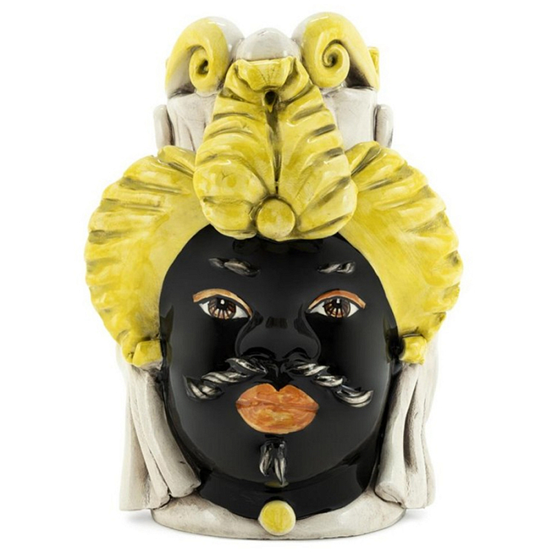 Ваза Vase Moro Man Small Yellow Черный Желтый Бежевый Ваза Vase Moro Man Small Yellow Черный Желтый Бежевый в Рязани | Loft Concept