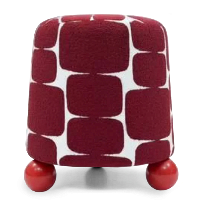 Пуф Wakonda с Красным онаментом и круглыми ножками Белый Красный в Рязани | Loft Concept 