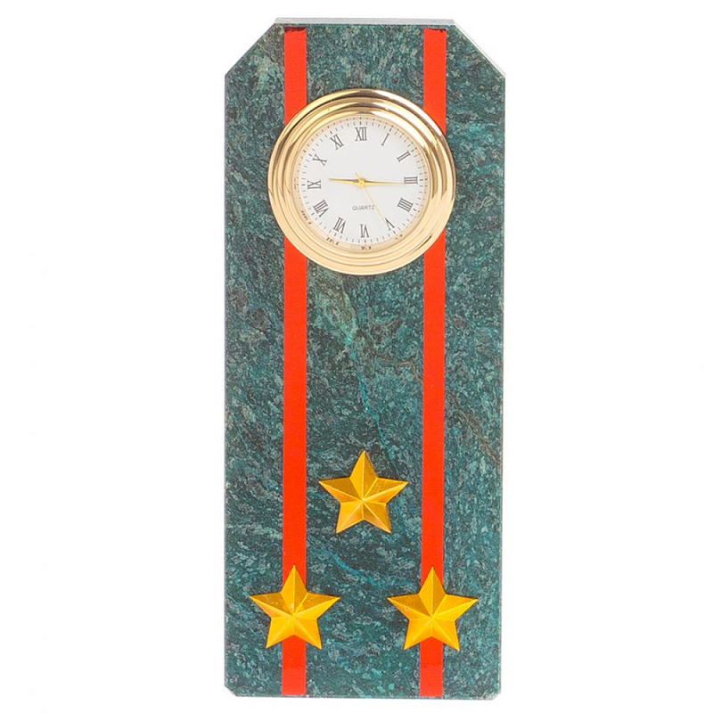 Часы погон ВС подарочные настольные из натурального камня Змеевик Military Clock Зеленый Красный Золотой Часы погон ВС подарочные настольные из натурального камня Змеевик Military Clock Зеленый Красный Золотой в Рязани | Loft Concept