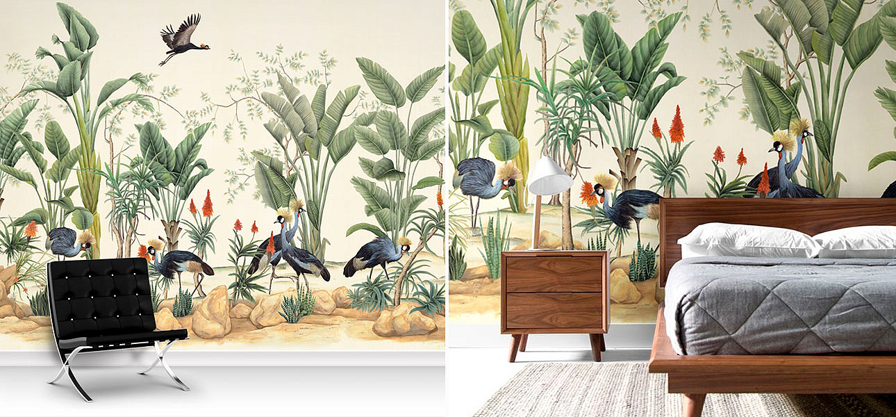 Обои ручная роспись African Cranes Обои ручная роспись African Cranes - Loft-Concept в Рязани