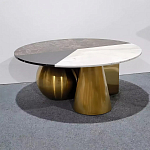 Дизайнерский журнальный стол с круглой столешницей на 3-х геометрических ножках Lehumod варинант исполнения - 1 | Loft Concept в Рязани