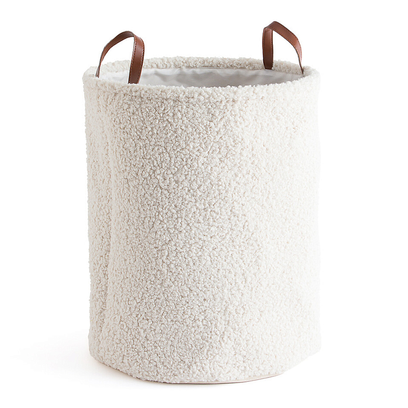 Корзина для белья из ткани букле Boucle Organizers Round Молочный Коричневый Корзина для белья из ткани букле Boucle Organizers Round Молочный Коричневый в Рязани | Loft Concept