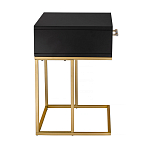 Приставной столик с резным узором на выдвижном ящике Black Table Carved Pattern варинант исполнения - 5 | Loft Concept в Рязани