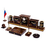 Настольный письменный набор с часами из природного камня обсидиана Royal Set варинант исполнения - 2 | Loft Concept в Рязани