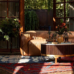 Трехместный диван с кожаной обивкой коричневый Coste Leather Sofa варинант исполнения - 8 | Loft Concept в Рязани