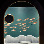 Обои с вышивкой ручной работы Deco Fish Original colourway варинант исполнения - 2 | Loft Concept в Рязани