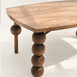 Обеденный стол деревянный с круглыми декоративными элементами на ножках Koko варинант исполнения - 4 | Loft Concept в Рязани