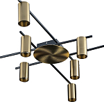 Потолочный светильник с 10-ю цилиндрическими плафонами цвета латунь TRIBES CHANDELIER варинант исполнения - 2 | Loft Concept в Рязани