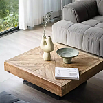 Дизайнерский журнальный стол квадратный с черным трапециевидным основанием Wokab варинант исполнения - 2 | Loft Concept в Рязани