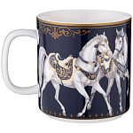 Кружка из фарфора синяя с изображением лошадей 400 мл Porcelain Horse Set варинант исполнения - 1 | Loft Concept в Рязани