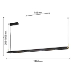 Подвесной светильник линейный вытянутой формы с черным матовым корпусом и золотистыми акцентами Line Pendant варинант исполнения - 1 | Loft Concept в Рязани