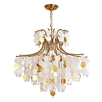 Люстра подвесная с белыми и золотыми круглыми подвесками Диаметр 70 см SHELL Chandelier варинант исполнения - 1 | Loft Concept в Рязани