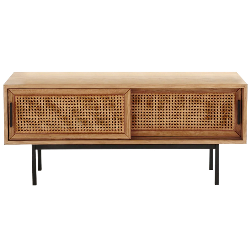 ТВ-тумба из дуба и плетеного ротанга Wicker Chasey TV Stand Светлый дуб Древесина ТВ-тумба из дуба и плетеного ротанга Wicker Chasey TV Stand Светлый дуб Древесина в Рязани | Loft Concept