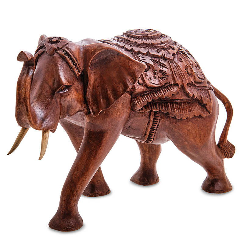 Статуэтка из дерева суар в виде слона Two Tusks Коричневый Статуэтка из дерева суар в виде слона Two Tusks Коричневый в Рязани | Loft Concept